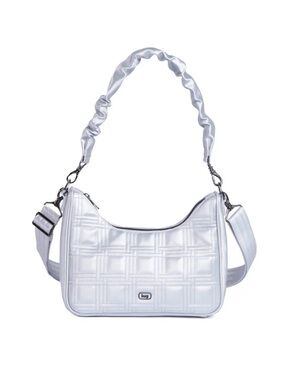 LUG Groove Satin Luxe VL Crossbody shoulder bag metallic silver NEW